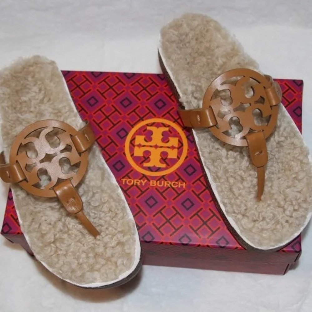 NWT Tory Burch Miller Cloud Shearling Sandals New in Box
